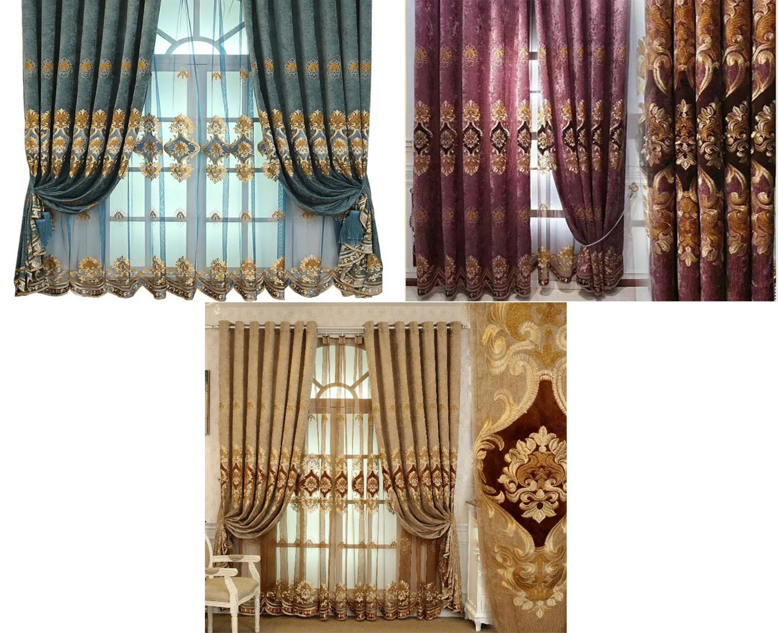Luxury Embroidered Floral Curtains