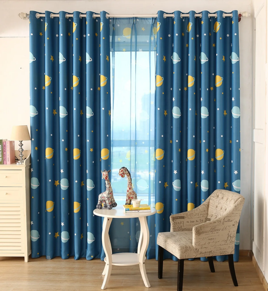 Blue Planet Printed Kids blackout Curtain