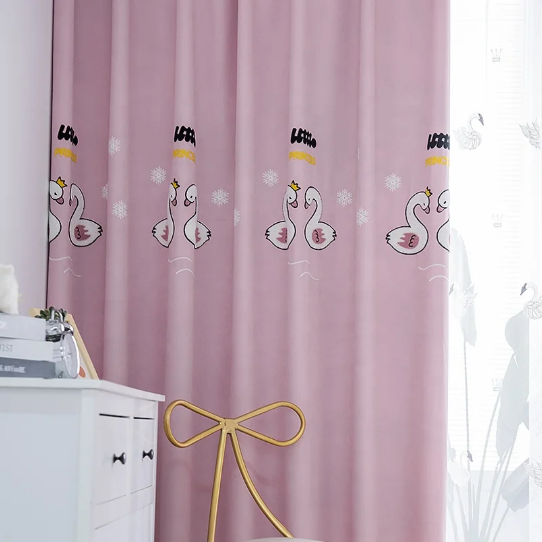 Modern Embroidery Swan Curtains
