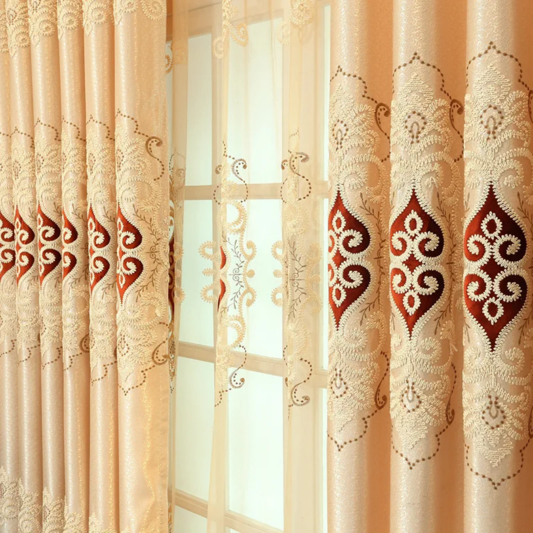 Elegant Floral Pattern Embroidered Curtains