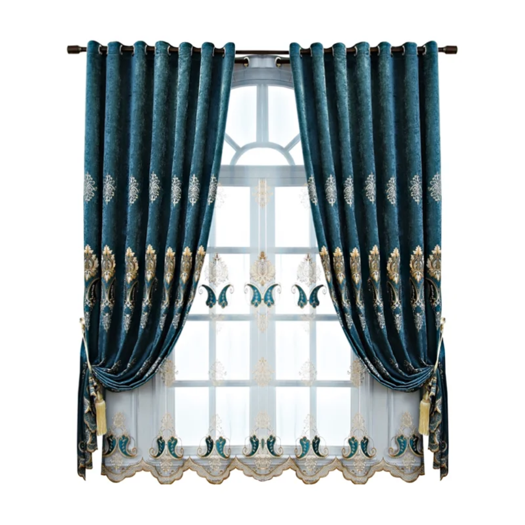 Luxurious European Chenille Embroidered Curtain