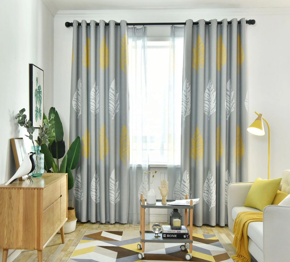 Modern Nordic Plant Leaf Printed Curtain