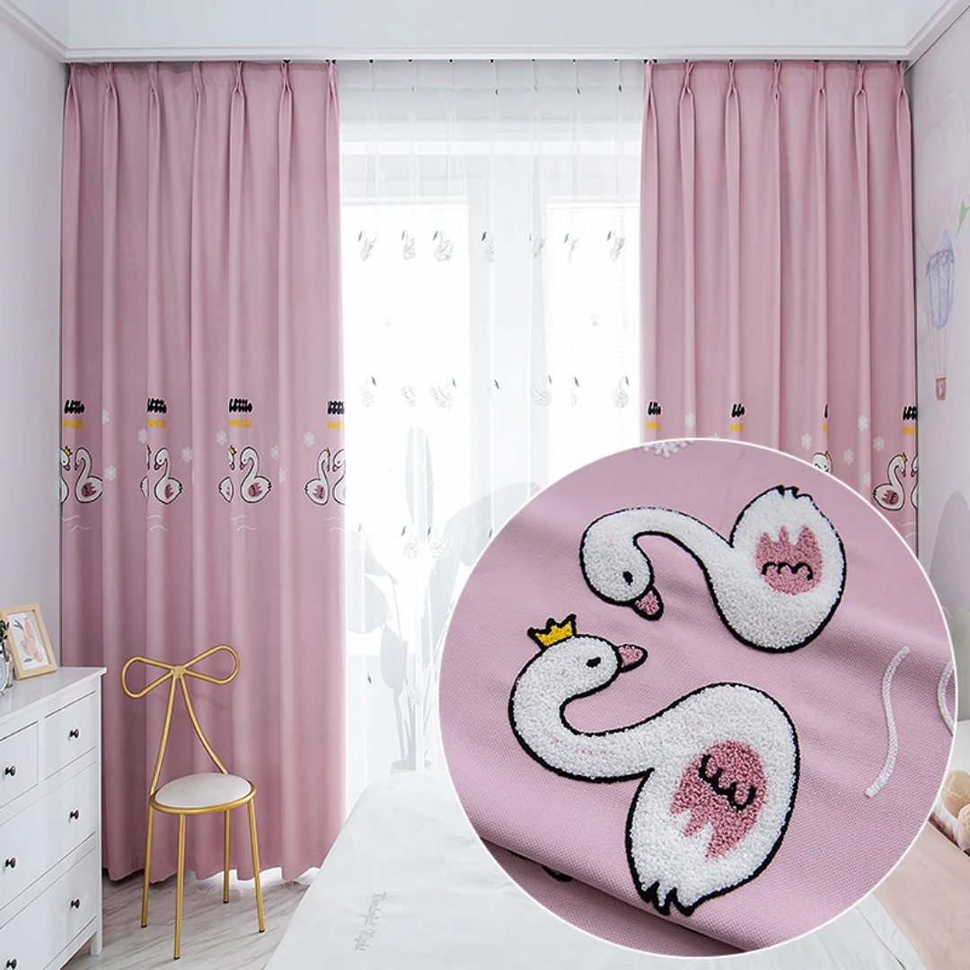 Modern Embroidery Swan Curtains