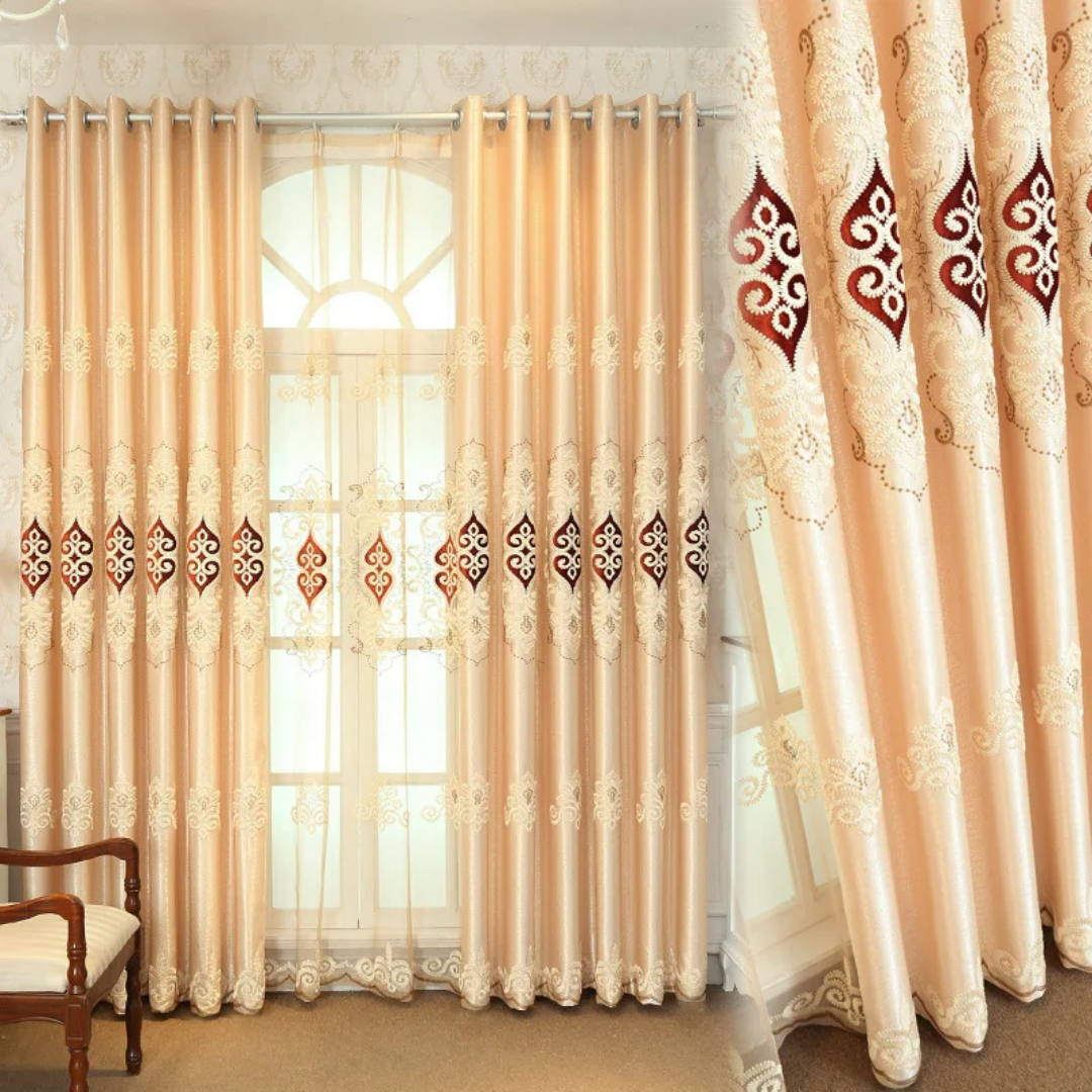 Elegant Floral Pattern Embroidered Curtains