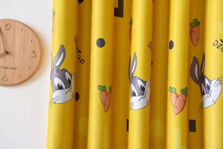 Printed Cartoon Rabbits  Kids Curtains