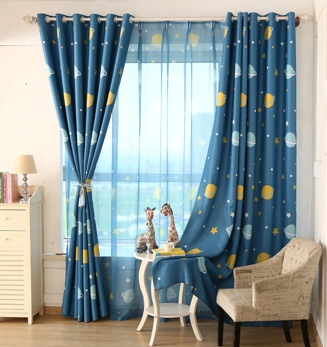 Blue Planet Printed Kids blackout Curtain