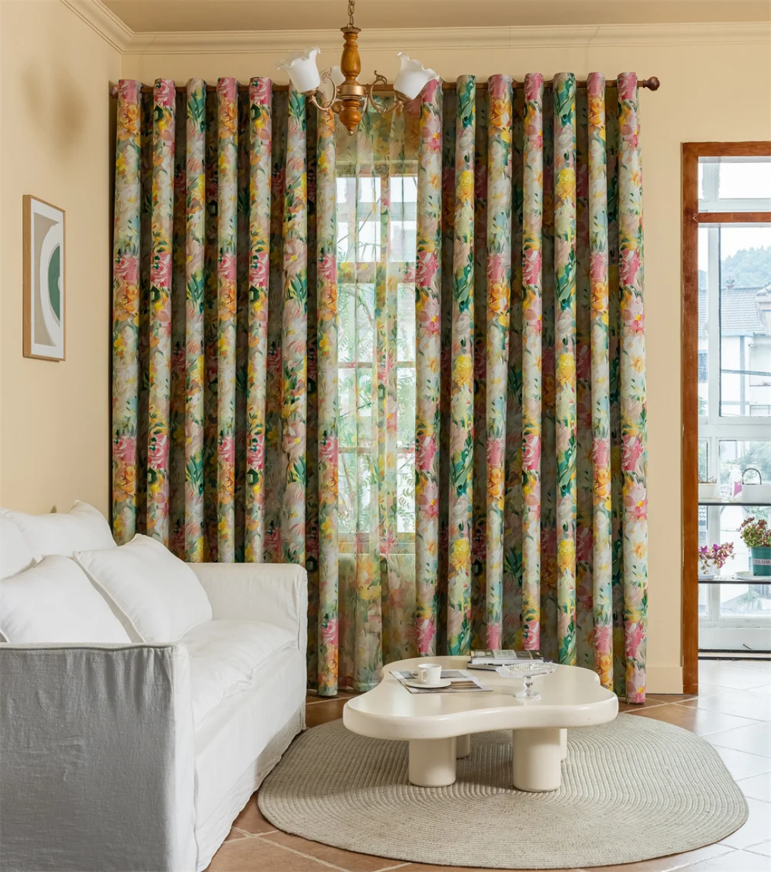 Floral Pattern Fully Blackout Curtains