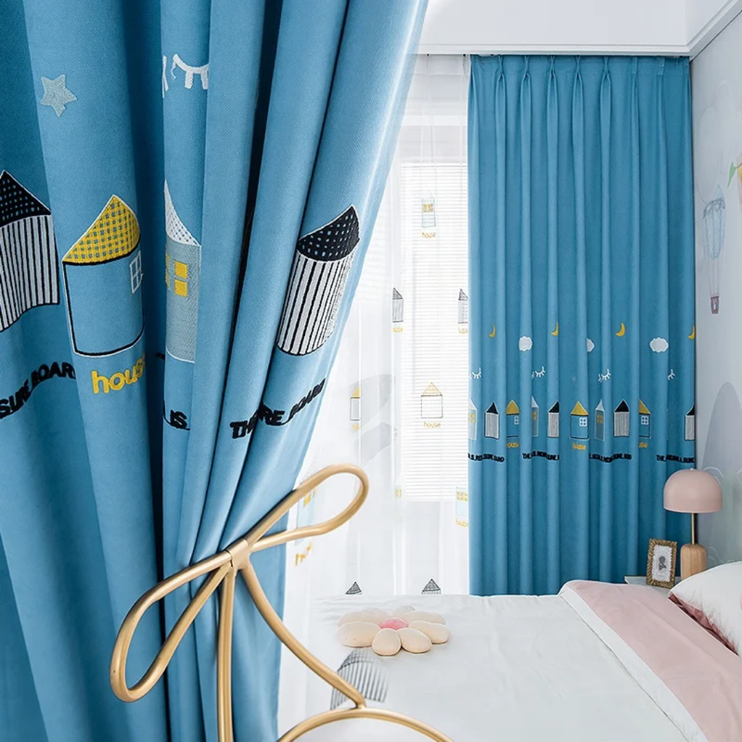 Small House  Pattern Kids Thermal Blackout Curtains