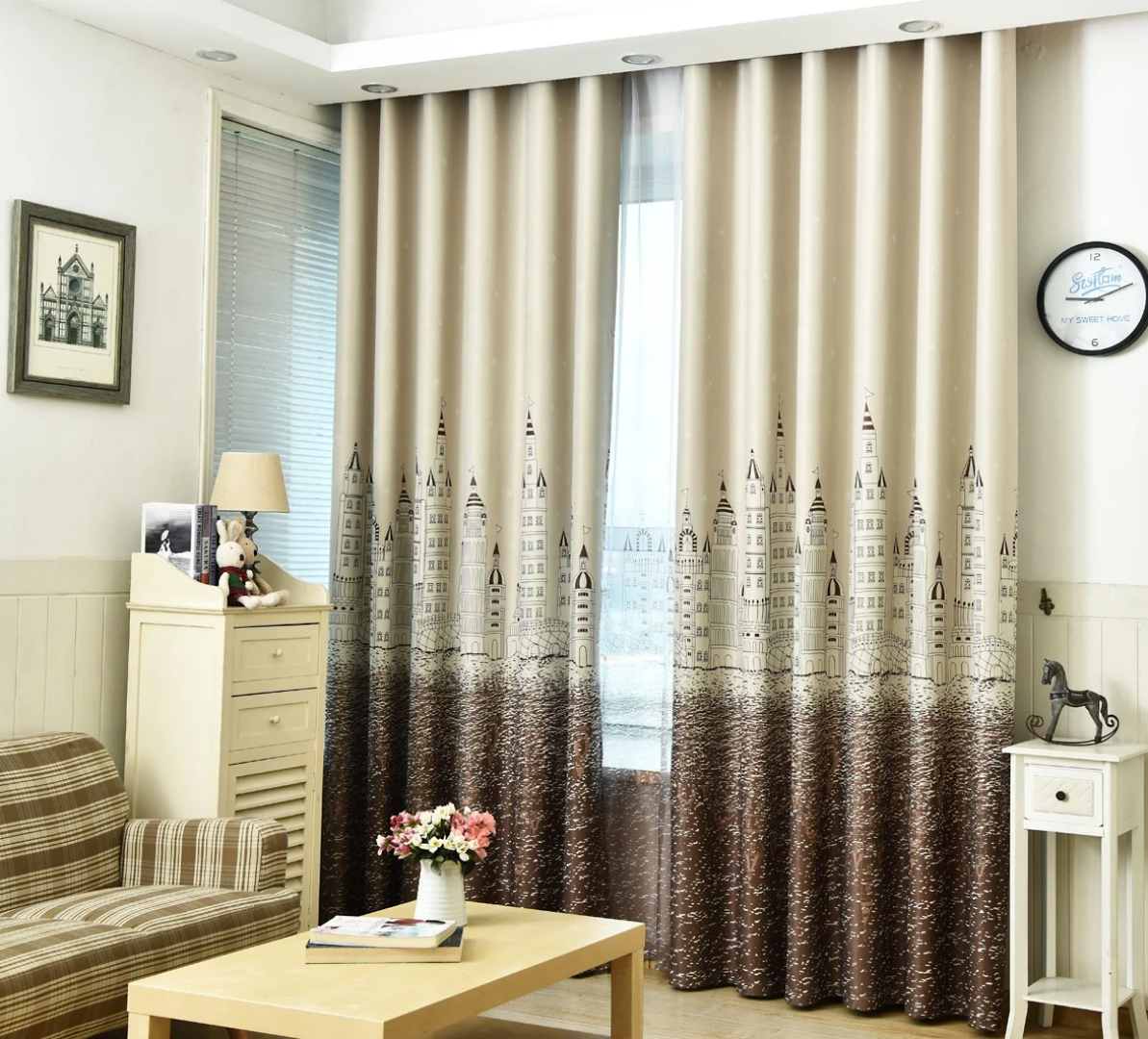 Castle Pattern Blackout Curtains