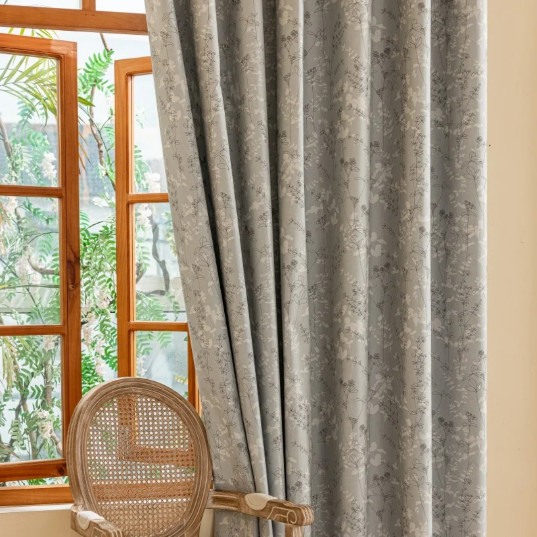 Elegant Gray Patterned Blackout Curtains