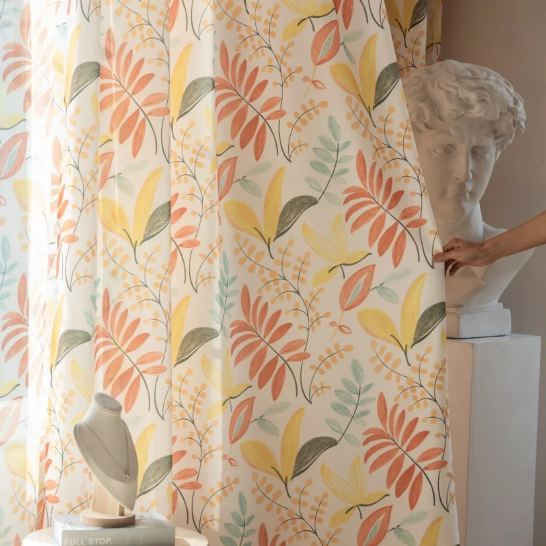 American Style Luxury Leaf Printed Blackout Curtain