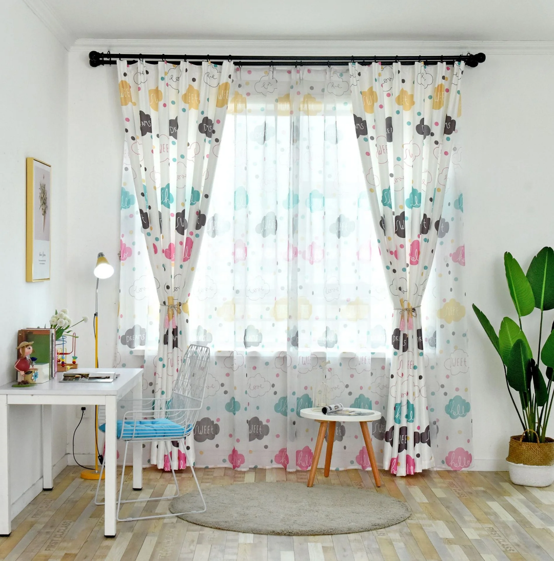 Colorful Cartoon Cloud Blackout Kids Curtains