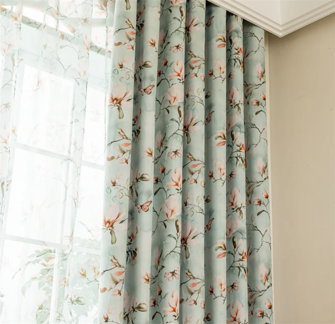 Retro Style Art Butterfly Spring Printed Curtain