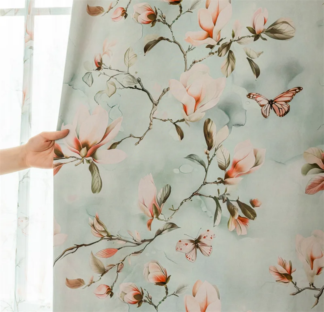 Retro Style Art Butterfly Spring Printed Curtain