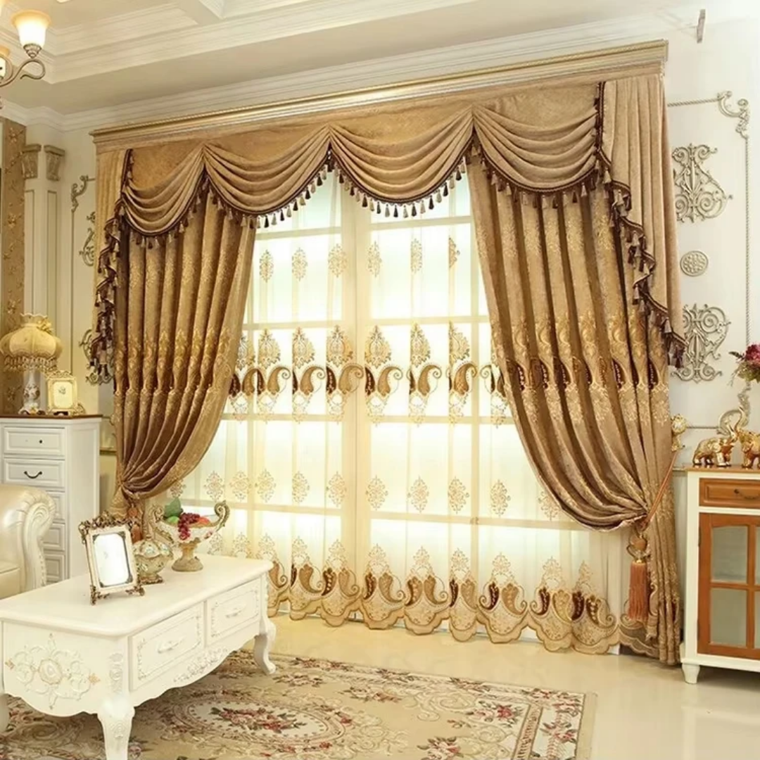 Luxurious European Chenille Embroidered Curtain
