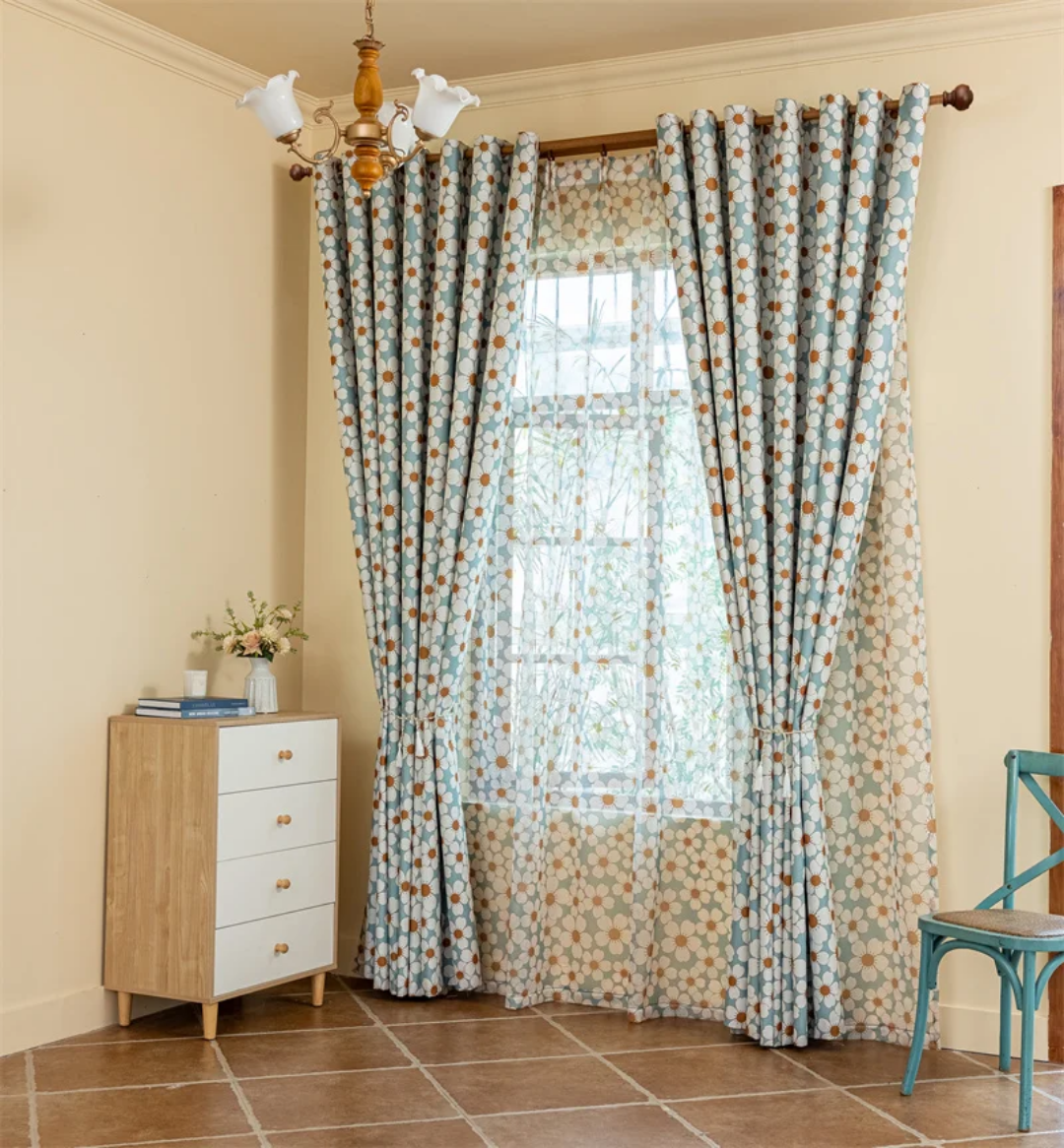 Patterned Floral Blackout Curtains
