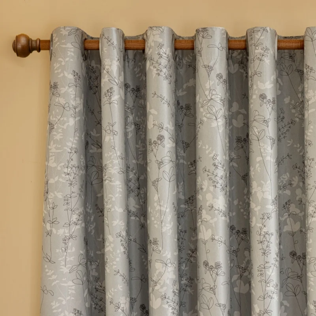 Elegant Gray Patterned Blackout Curtains