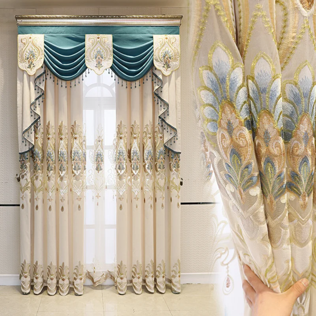 Luxury European Embroidered Curtains Set