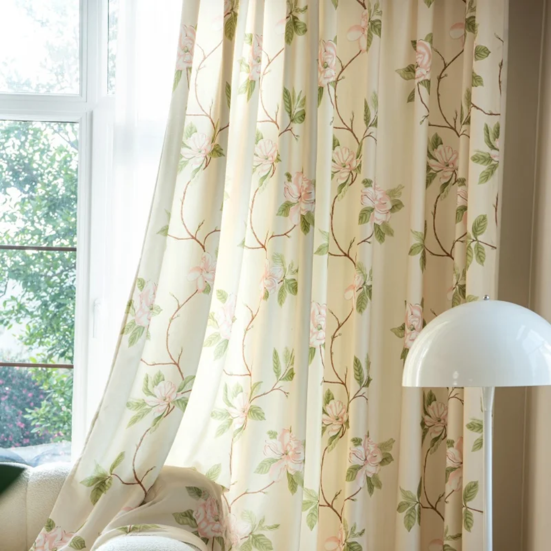 Luxury American Pastoral Style Romantic Floral Printed Blackout Curtain