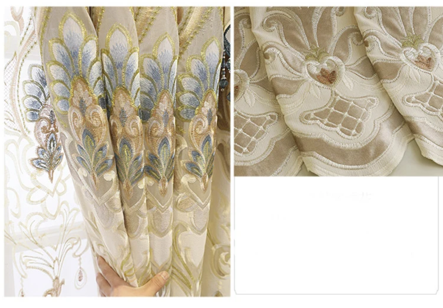 Luxury European Embroidered Curtains Set