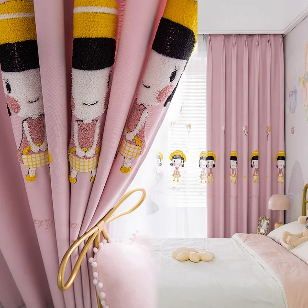 Little Girls Embroidered Blackout Curtains