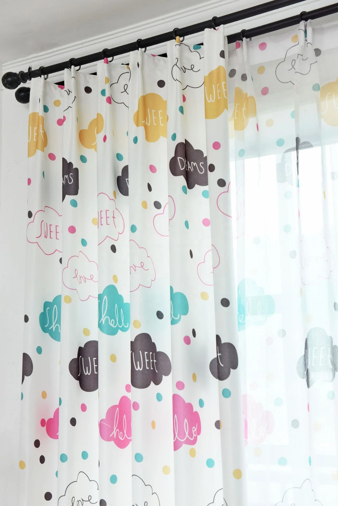 Colorful Cartoon Cloud Blackout Kids Curtains