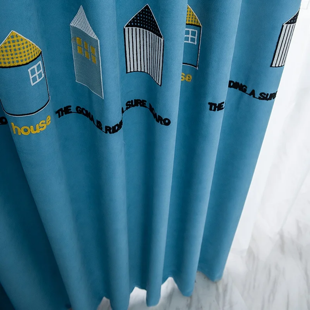 Small House  Pattern Kids Thermal Blackout Curtains