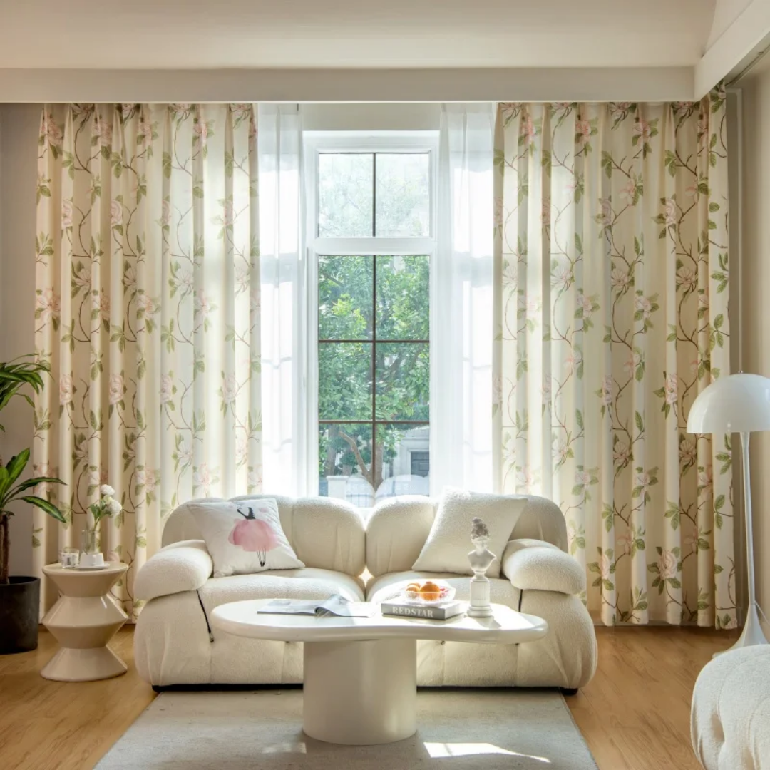 Luxury American Pastoral Style Romantic Floral Printed Blackout Curtain