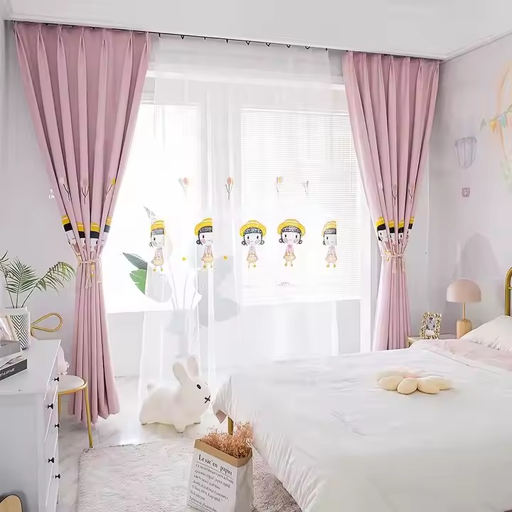 Little Girls Embroidered Blackout Curtains
