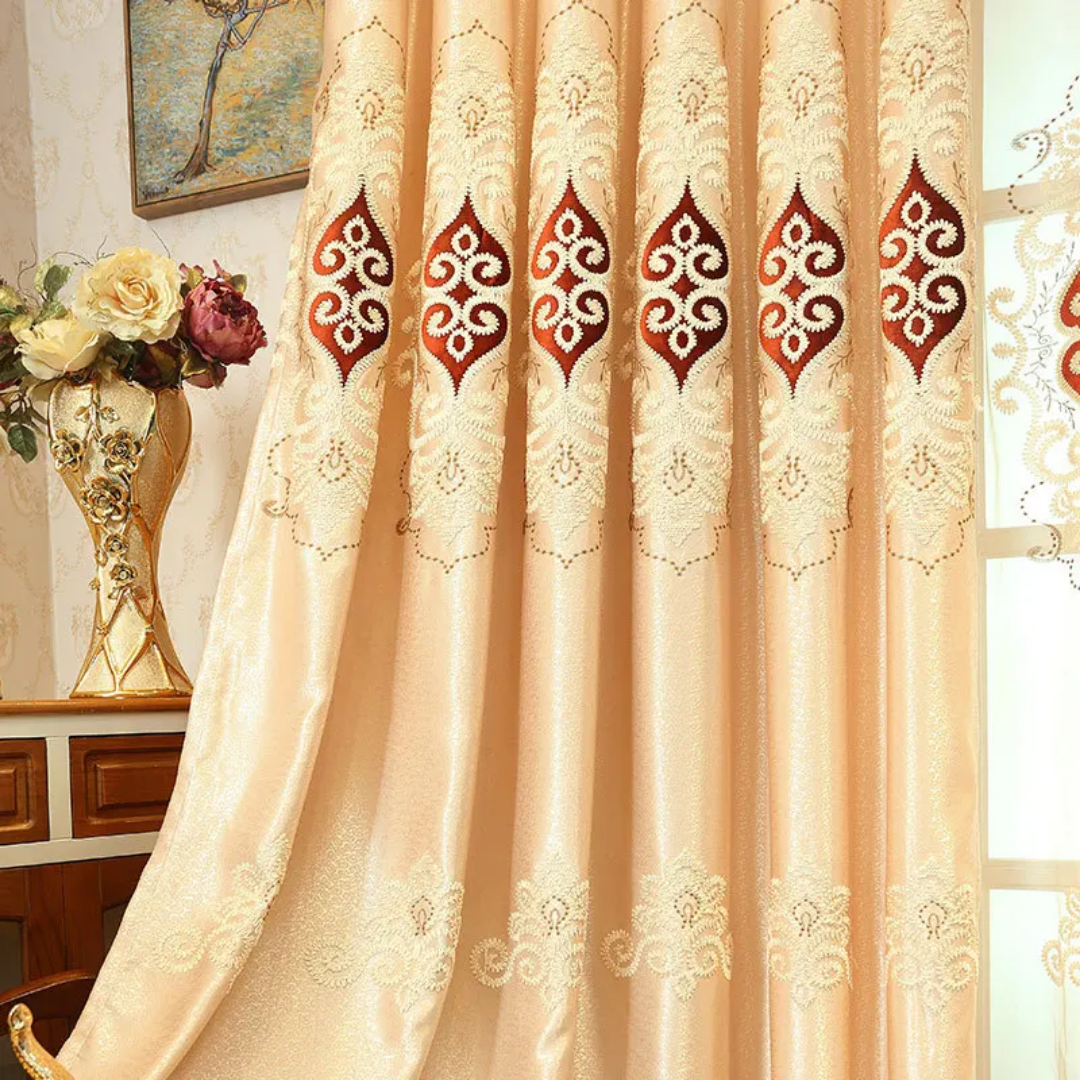 Elegant Floral Pattern Embroidered Curtains