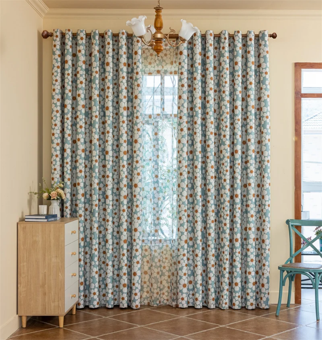 Patterned Floral Blackout Curtains