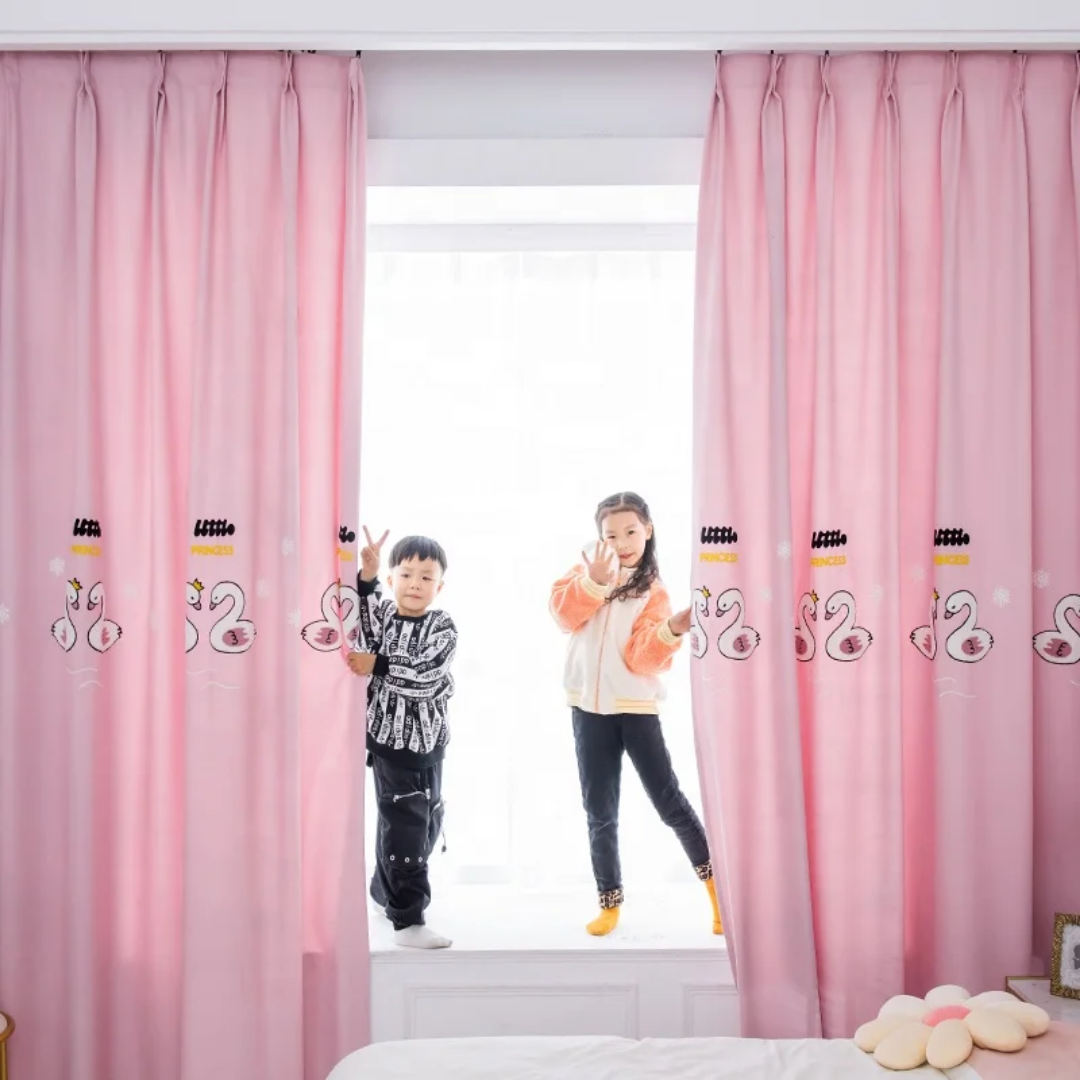 Modern Embroidery Swan Curtains