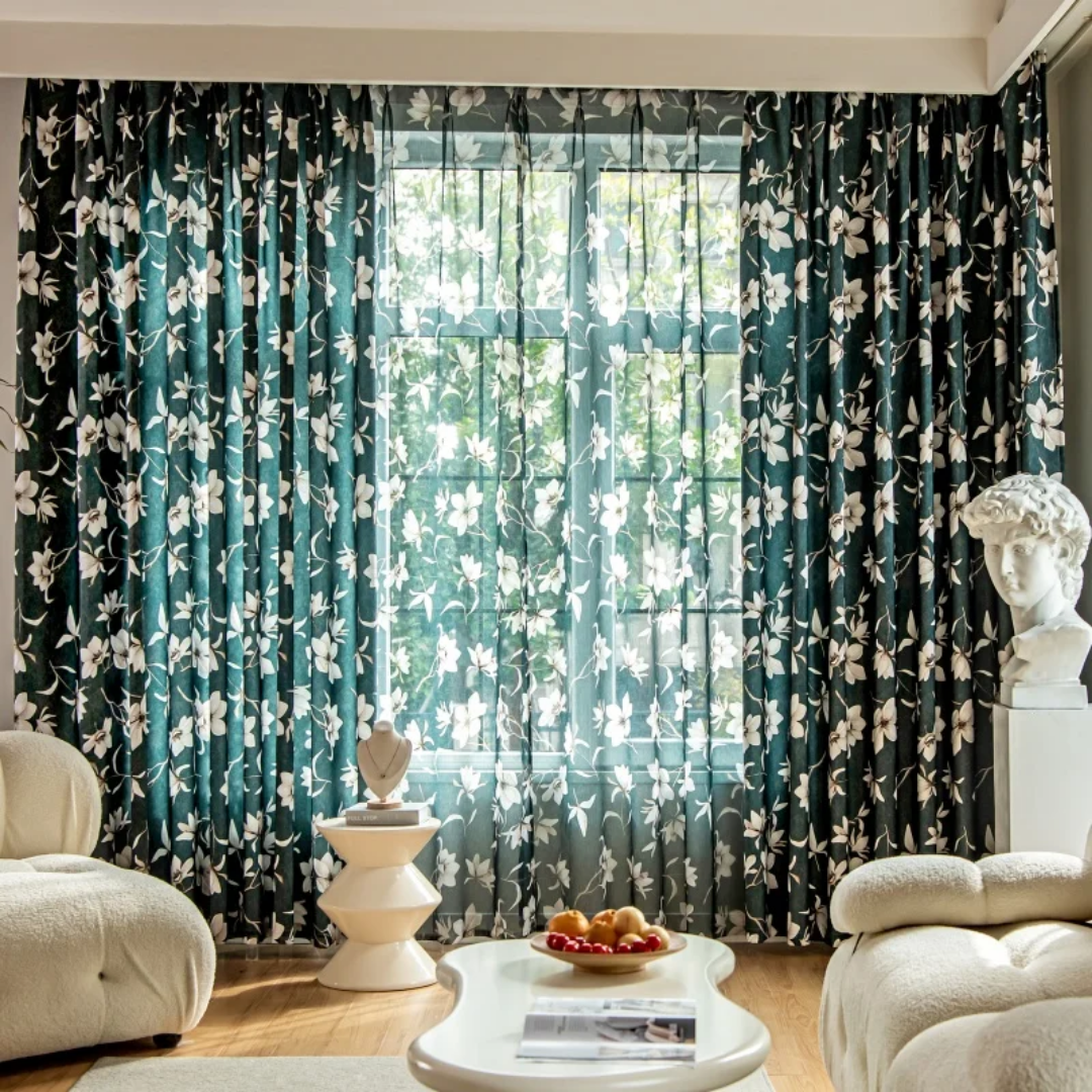 American Style Flower Printed Blackout Curtain