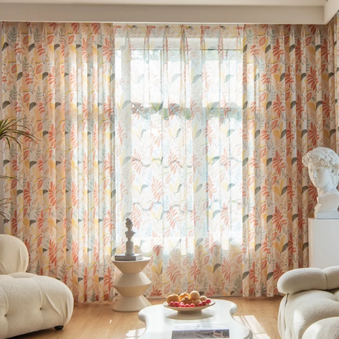 American Style Luxury Leaf Printed Blackout Curtain