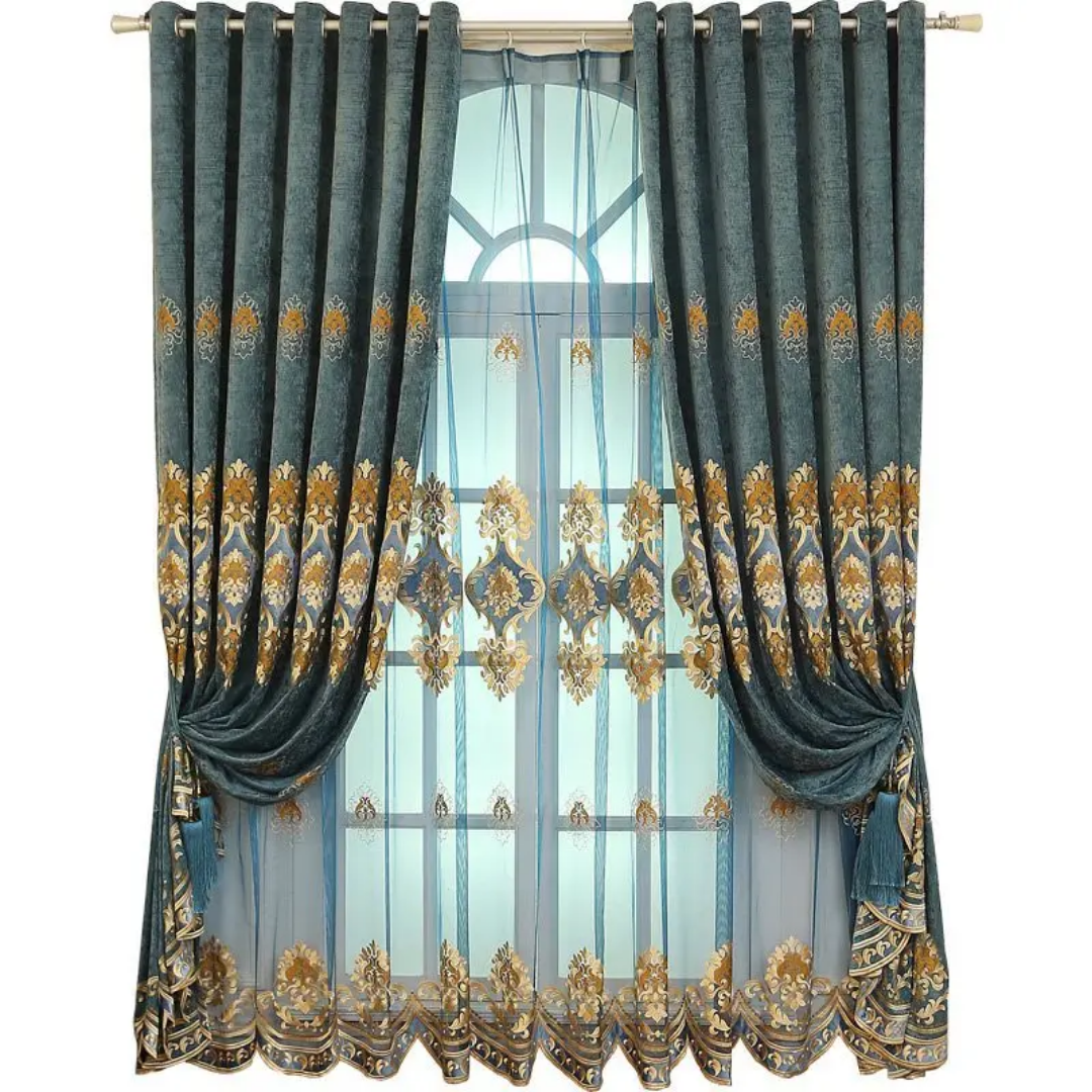 Luxury Embroidered Floral Curtains