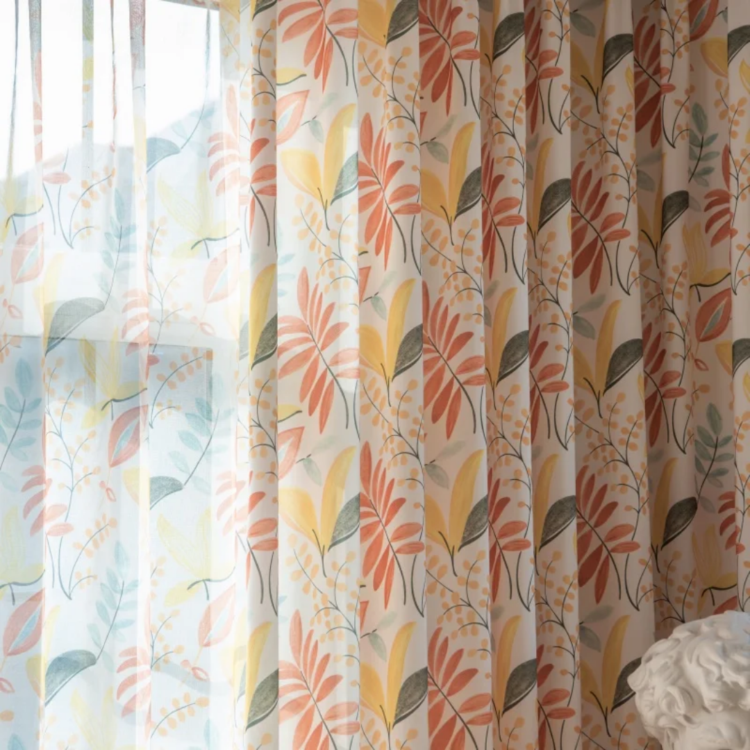 American Style Luxury Leaf Printed Blackout Curtain