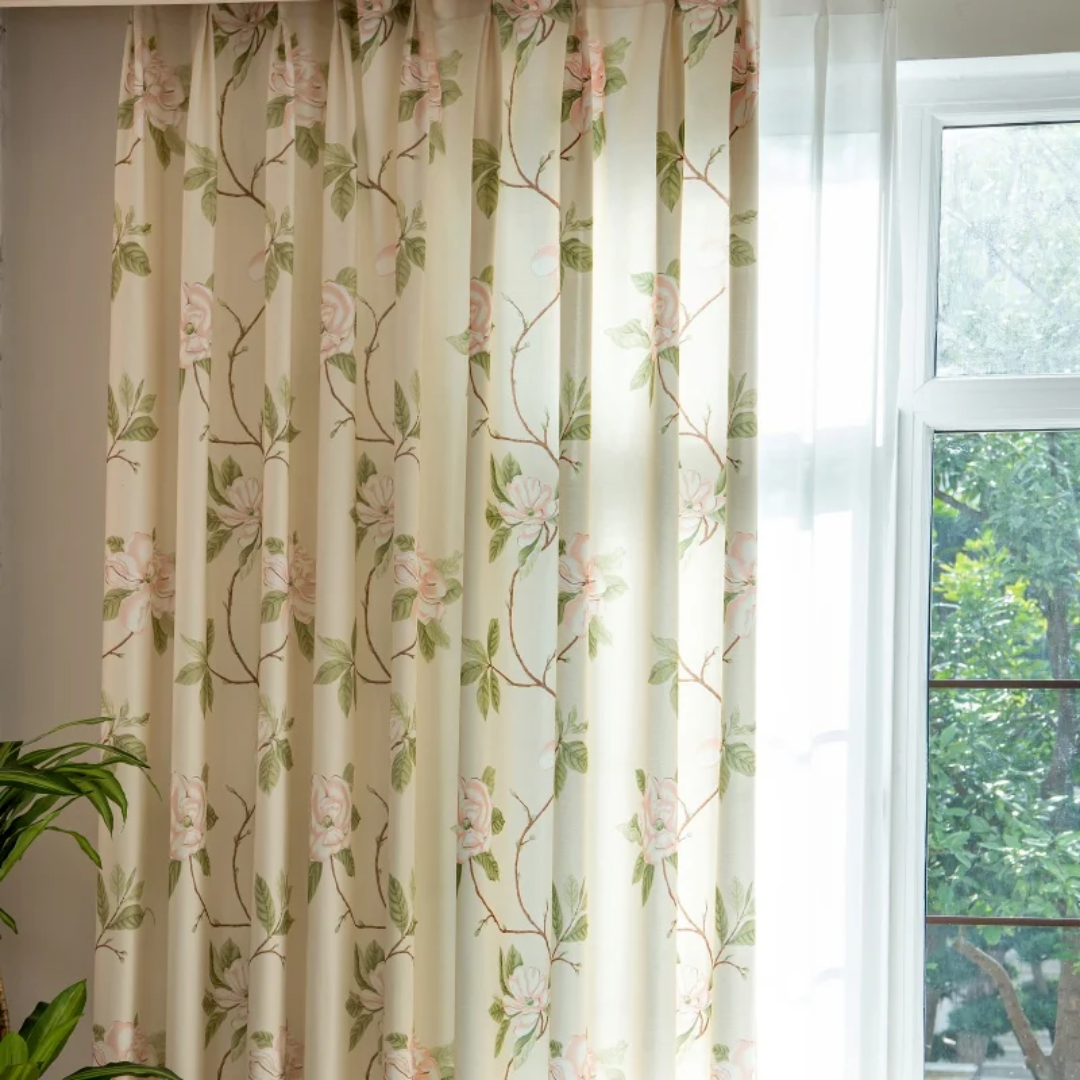 Luxury American Pastoral Style Romantic Floral Printed Blackout Curtain