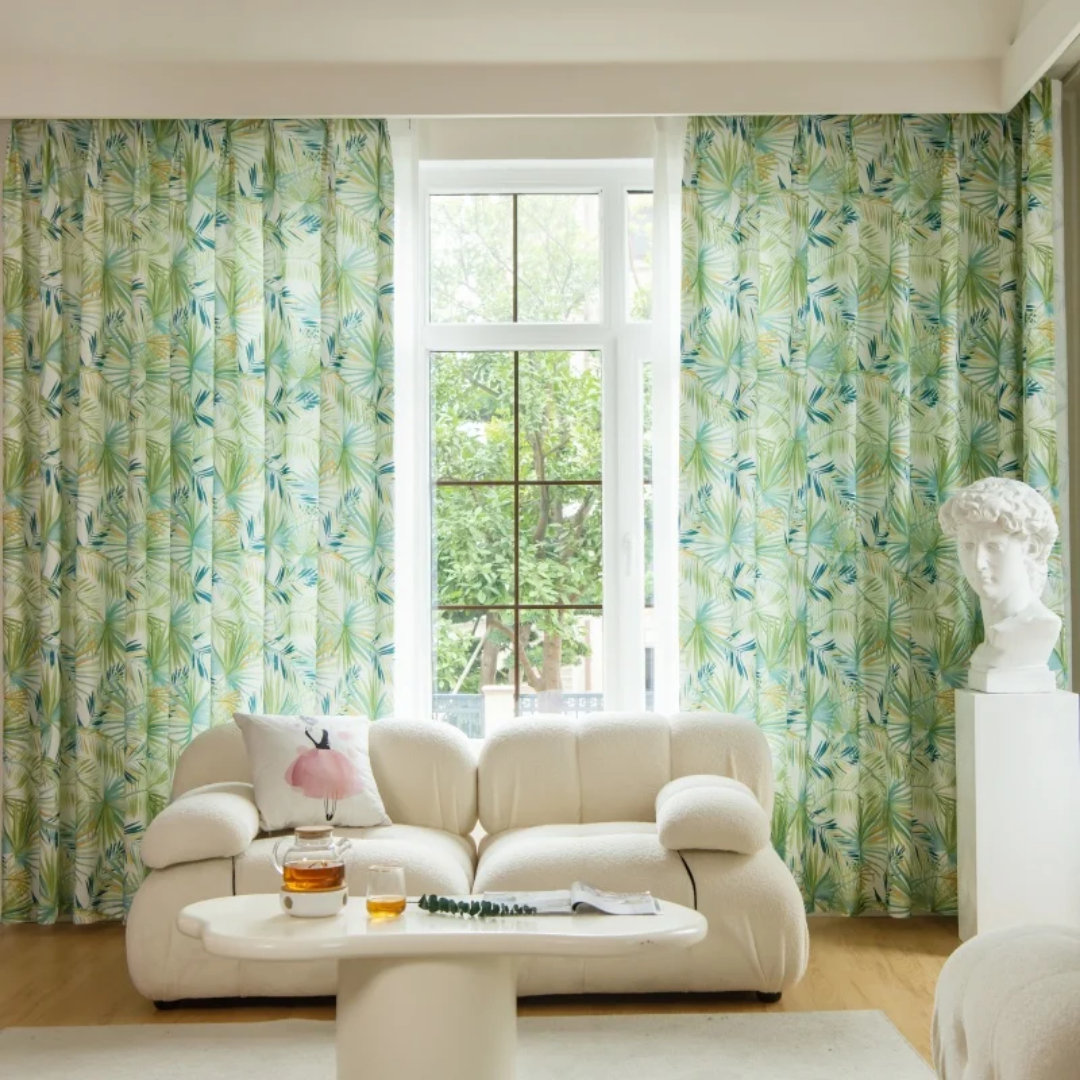 Tropical Leaf Print Curtains