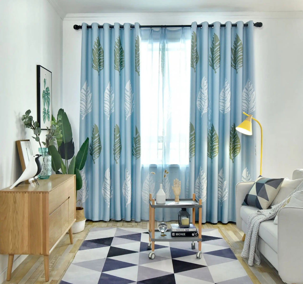 Modern Nordic Plant Leaf Printed Curtain