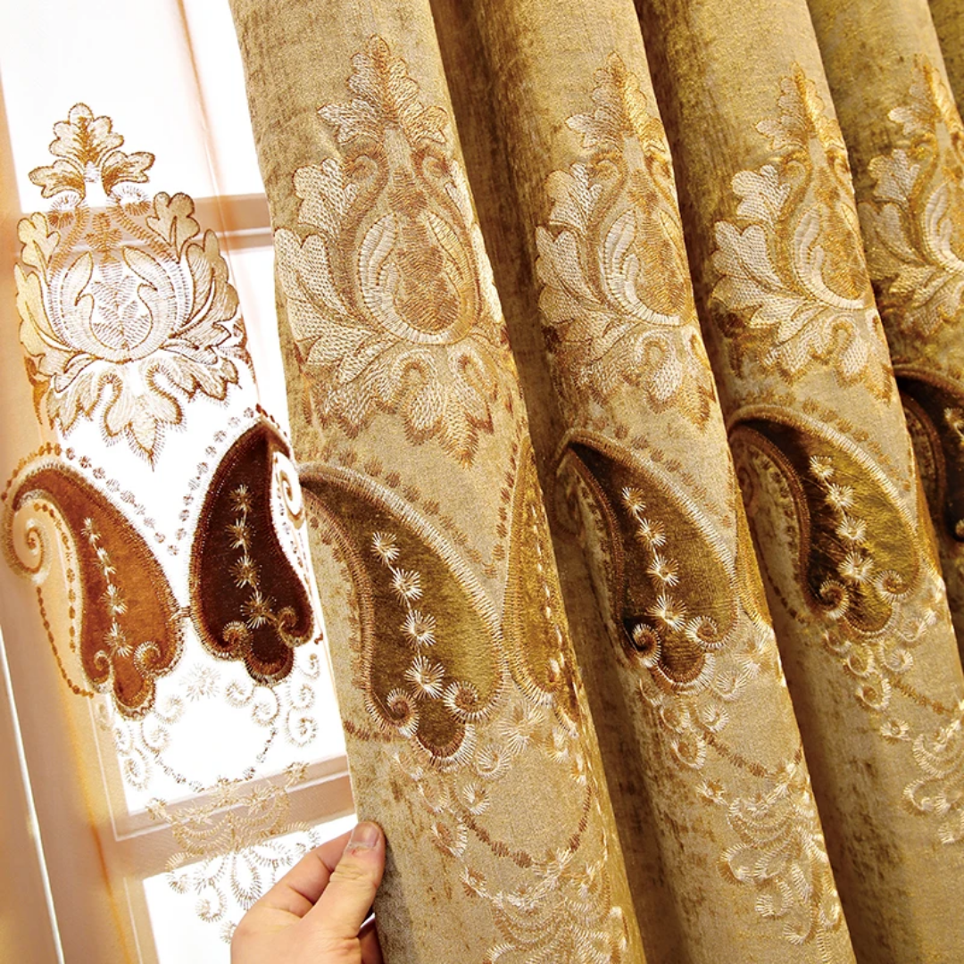 Luxurious European Chenille Embroidered Curtain