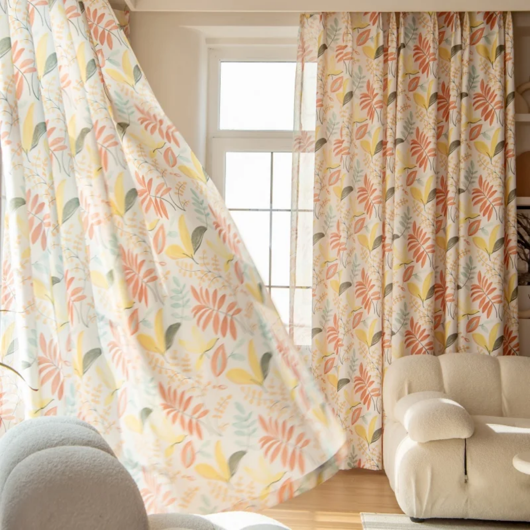 American Style Luxury Leaf Printed Blackout Curtain