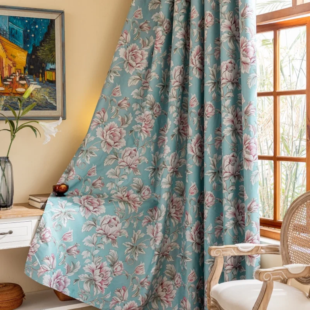 Luxury Natural Pastoral Style Floral Patterned Curtains
