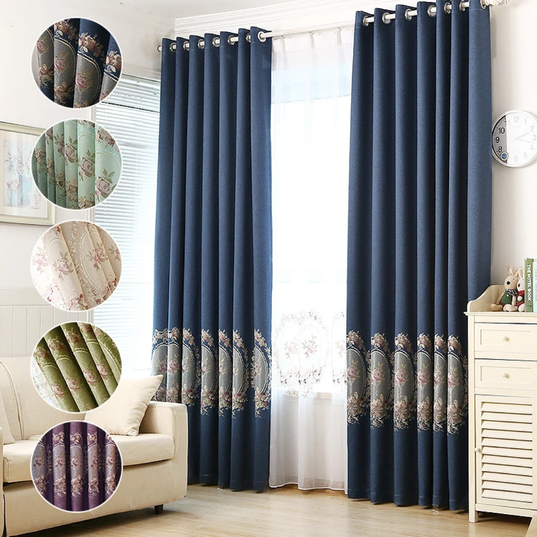 Elegant Floral Blackout Curtains