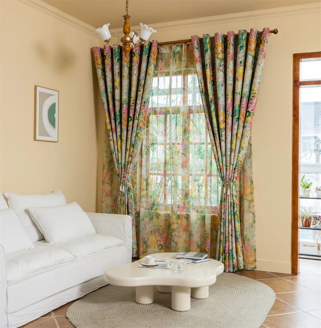 Floral Pattern Fully Blackout Curtains