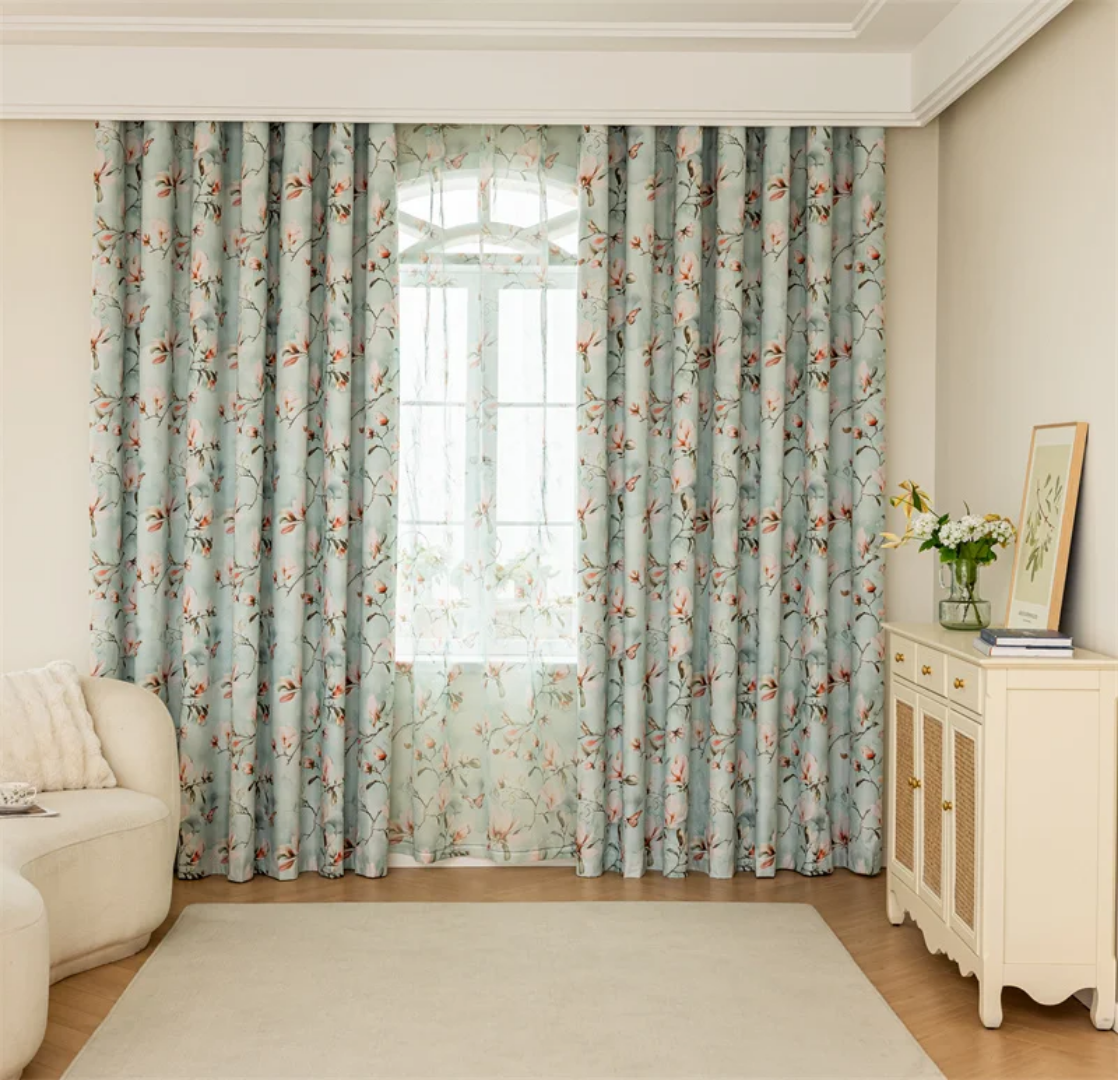 Retro Style Art Butterfly Spring Printed Curtain