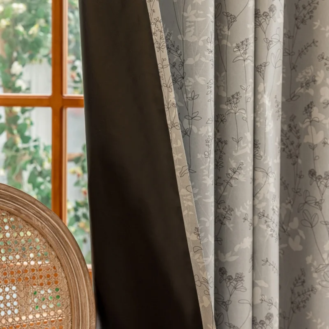 Elegant Gray Patterned Blackout Curtains