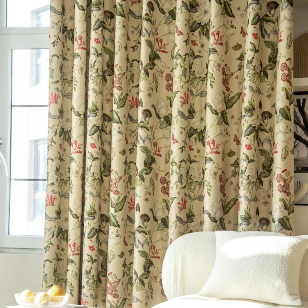 High Quality American Vintage Floral Blackout Curtain