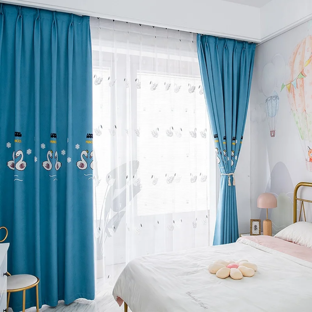 Small House Pattern Kids Thermal Blackout Curtains