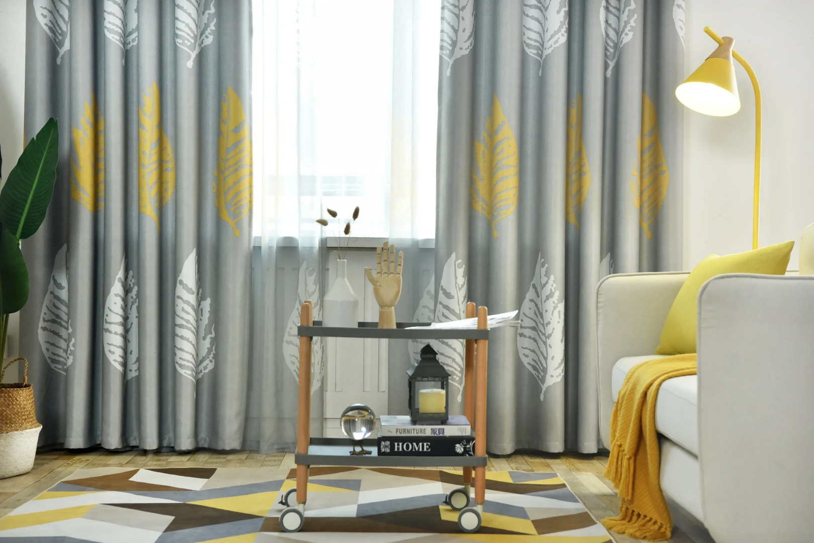 Modern Nordic Plant Leaf Printed Curtain