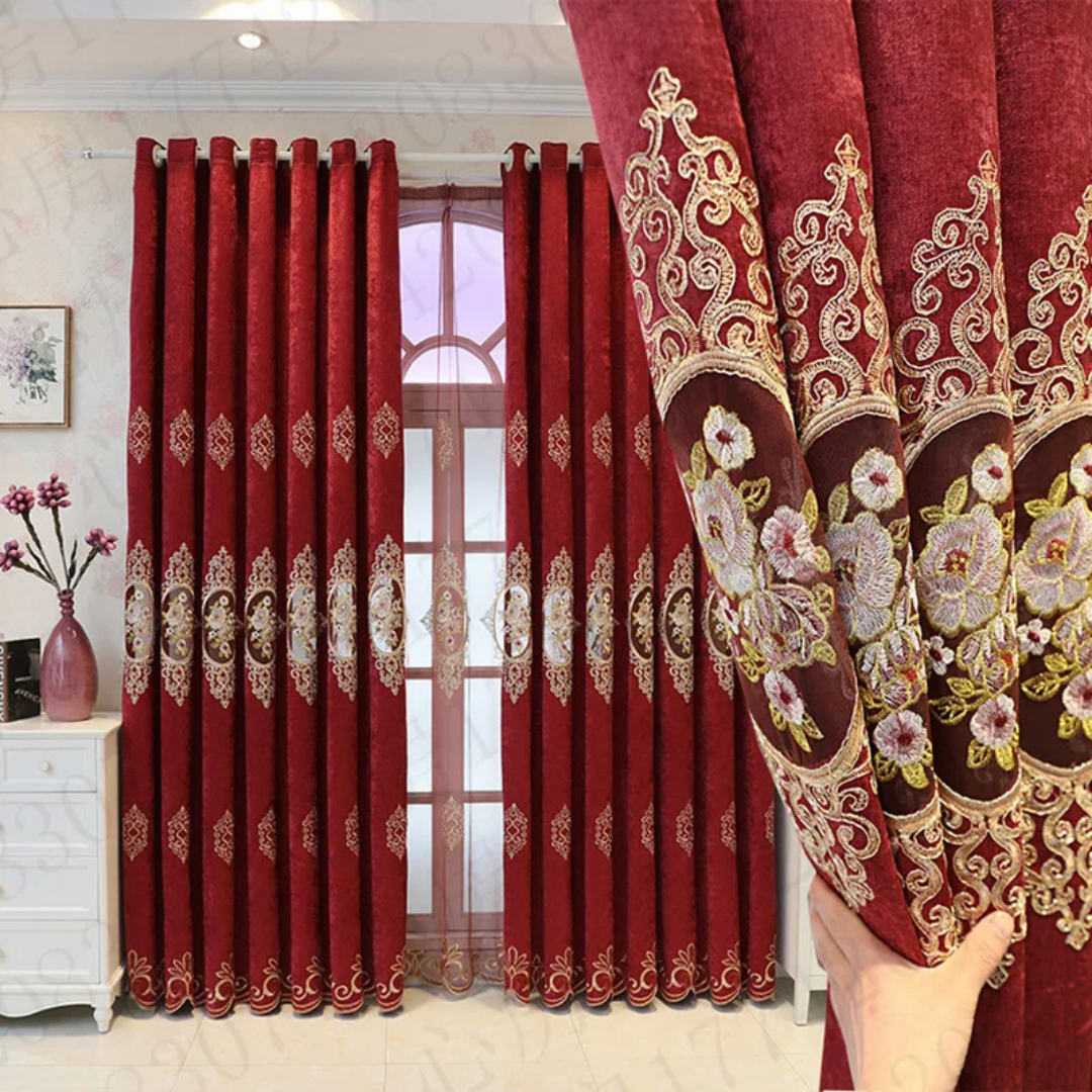 Elegant Embroidered Insulated Thermal Curtains